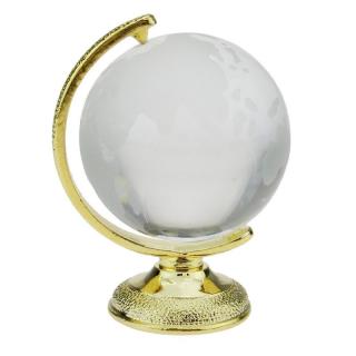 Globus z křišťálu zušlechtěný 14K zlatem (Figurka pozlaceného glóbusu )