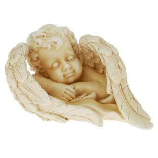 Hlava anděla s křídly béžová 8 cm (Figurka hlavy andílka s křídly)
