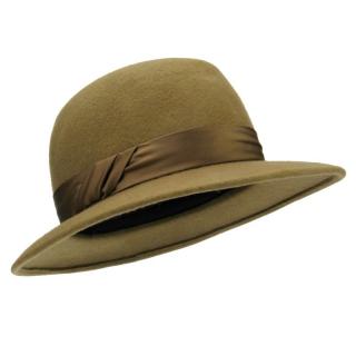 Hnědý plstěný klobouk v pánském stylu (Dámský klobouk vlněný KDV25)