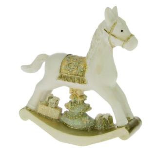 Houpací koník vánoční 11 cm (Soška houpacího koně s dárečky)