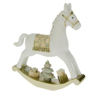 Houpací koník vánoční 18 cm (Soška houpacího koně s dárečky)