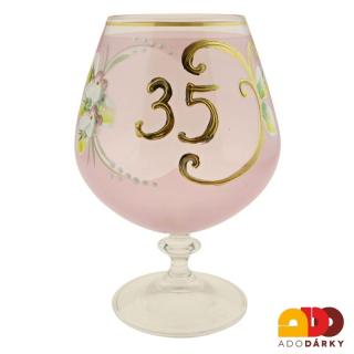 Jubilejní číše "35" růžová (Sklenice s číslem k výročí)