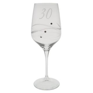 Jubilejní sklenice swarovski "30"  (Sklenice s číslem zdobená komponenty swarovski)