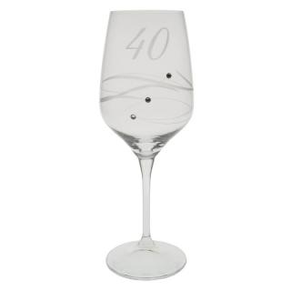 Jubilejní sklenice swarovski "40"  (Sklenice s číslem zdobená komponenty swarovski)