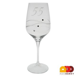 Jubilejní sklenice swarovski "55"  (Sklenice s číslem zdobená komponenty swarovski)