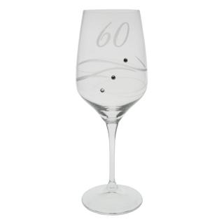 Jubilejní sklenice swarovski "60"  (Sklenice s číslem zdobená komponenty swarovski)