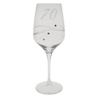 Jubilejní sklenice swarovski "70"  (Sklenice s číslem zdobená komponenty swarovski)