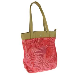 Kabelka letní růžová s listy 32 cm (Elegantní taška pro dámy)