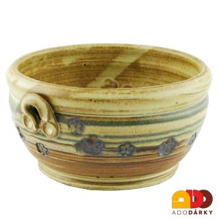 Keramická miska s vyraženými kytičkami (Miska z keramiky béžová)