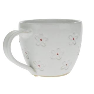 Keramický hrnek bílý s květy 0,3 l (Hrnek z keramiky s kytičkami)