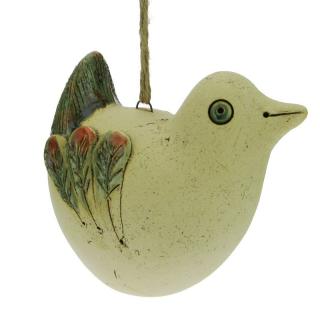 Keramický ptáček na zavěšení 14,5 cm (Figurka ptáka z keramiky MRAZUVZDORNÁ)
