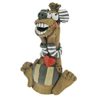 Keramický zvonek pes se srdcem 17 cm (Zvonek ve tvaru štěkajícího psa)