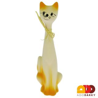 Kočka keramická bílo-oranžová 23 cm (Keramická figurka kočky vysoká)
