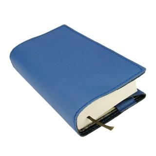 Kožený obal na knihy - Modrý se záložkou  (Ochranný obal na knížky)