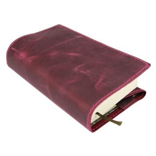 Kožený obal na knihy - Růžový se záložkou  (Ochranný obal na knížky)