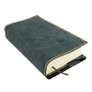 Kožený obal na knihy - Tmavě modrý se záložkou  (Ochranný obal na knížky)