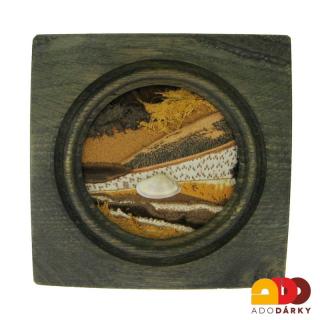 Kožený obrázek v dřevěném rámu 10 cm (Originální obrázek z kůže na zeď)