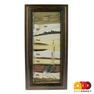 Kožený obrázek v dřevěném rámu 32 cm (Originální obrázek z kůže na zeď)