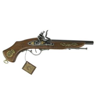 Křesadlová pistole - dřevo 38 cm (Dřevěná replika křesadlové pistole)