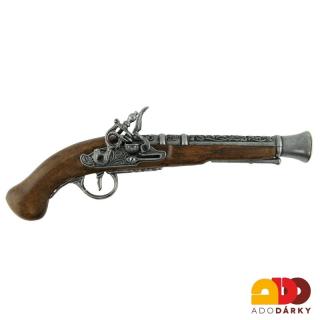 Křesadlová pistole - imitace dřeva 36 x 14 x 5 cm (Relika křesadlové pistole)