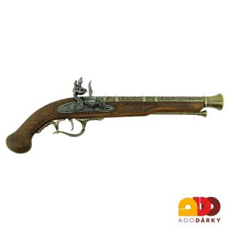 Křesadlová pistole - imitace dřeva 48 cm (Replika křesadlové pistole)