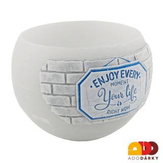 Lampion koule "Enjoy every moment" (Lucerna na svíčku z vosku)