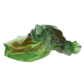 Lastura ze skla zelená se třpytkama 20 cm (Skleněné těžítko škeble)