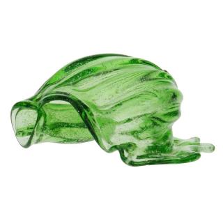 Lastura ze skla zelená třpytivá 14 cm (Skleněné těžítko škeble)