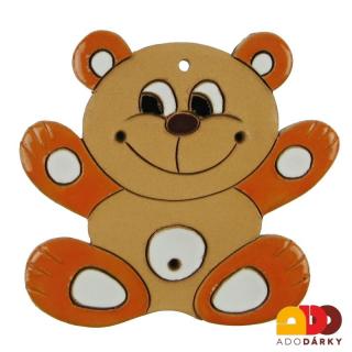 Medvídek na zeď 14 cm (Medvěd z keramiky do dětského pokoje)