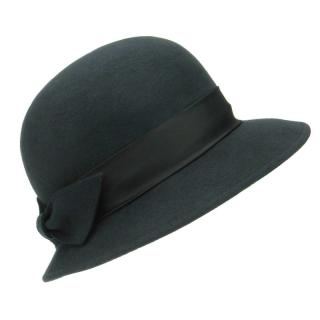 Modrý plstěný klobouk s mašlí (Dámský klobouk vlněný SOP59)