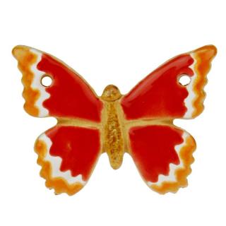 Motýl červený z keramiky 6 cm (Keramický motýl na stěnu)
