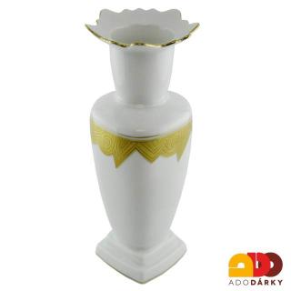 Nepravidelná váza zdobená 14K zlatem 27 cm (Porcelánová váza zdobená 14K zlatem)