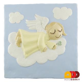 Obrázek se spícím andílkem (Plastický obrázek do dětského pokoje)
