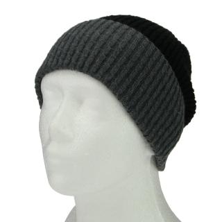 Pánská čepice dvoubarevná šedo černá (Zimní čepice pro muže pletená)