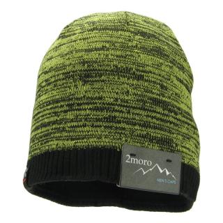 Pánská čepice zeleno černá (Zimní pletená čepice pro muže)