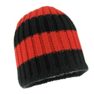Pánská zimní čepice pruhovaná červenočerná (Zimní čepice pro muže pletená)