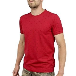 Pánské triko krátký rukáv červené s kotvami (Červené pánské tričko s krátkým rukávem)