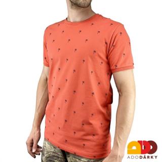 Pánské triko krátký rukáv čihlové s palmami (Červené pánské tričko s krátkým rukávem)
