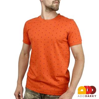 Pánské triko krátký rukáv oranžové s kotvami (Oranžové pánské tričko s krátkým rukávem)