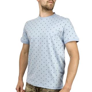 Pánské triko krátký rukáv světle modré s kotvami (Světle modré pánské tričko s krátkým rukávem)