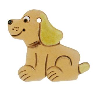 Pes z keramiky se žlutýma ušima 5 cm (Keramický pes na stěnu)