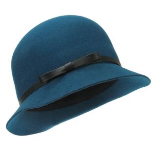 Petrolejový plstěný klobouk vysoký s kulatou střechou (Dámský klobouk G020)