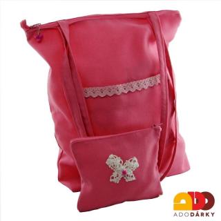 Plátěná taška růžová 35 cm (Ručně šitá plátěná taška)