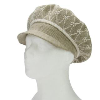 Pletená čepice s kšiltem vzorovaná béžová (Čepice pro dámy s kšiltem)