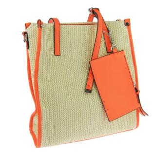 Pletená kabelka s oranžovými lemy 30 cm (Extravagantní taška na léto)