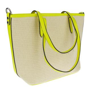 Pletená kabelka se žlutými lemy 30 cm (Extravagantní taška na léto)