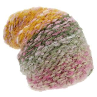Pletená zimní čepice oranžovo růžová melírovaná (Dámská čepice na zimu barevná)