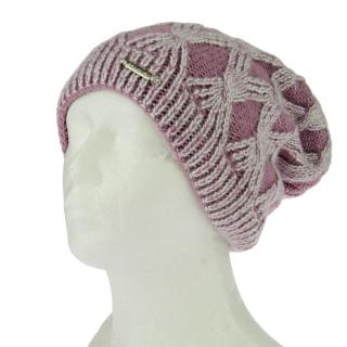 Pletená zimní čepice růžová (Vzorovaná dámská zimní čepice)