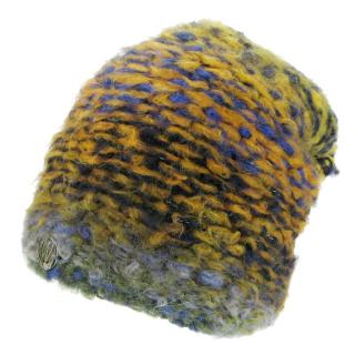 Pletená zimní čepice žluto modrá melírovaná (Dámská čepice na zimu barevná)
