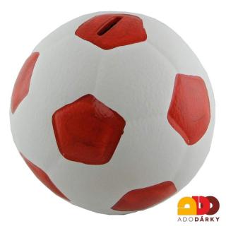 Pokladnička fotbalový míč červený 13 cm (Pokladnička ve tvaru fotbalového míče)